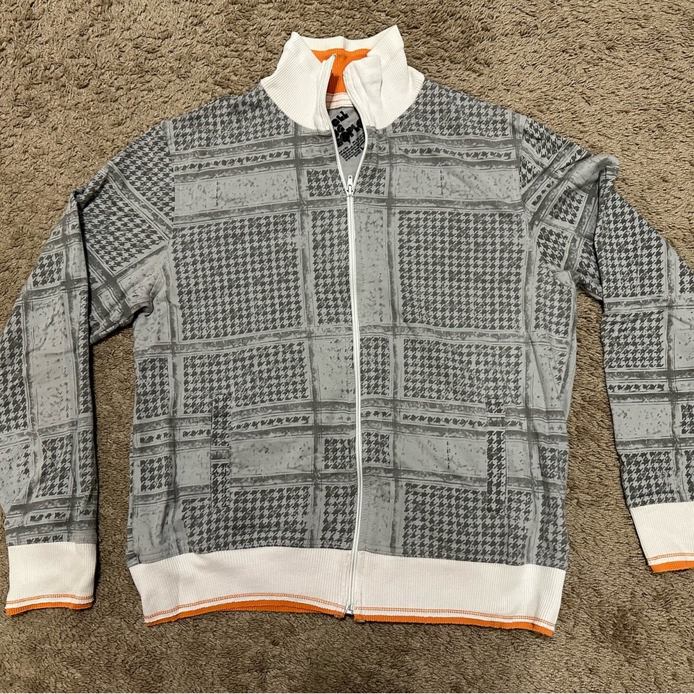 Tell The People Gray and White Men's Lightweight Jacket Size Large D-27